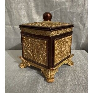 Vintage Springs Global Decorative Box Gold & Red Flourishing Design